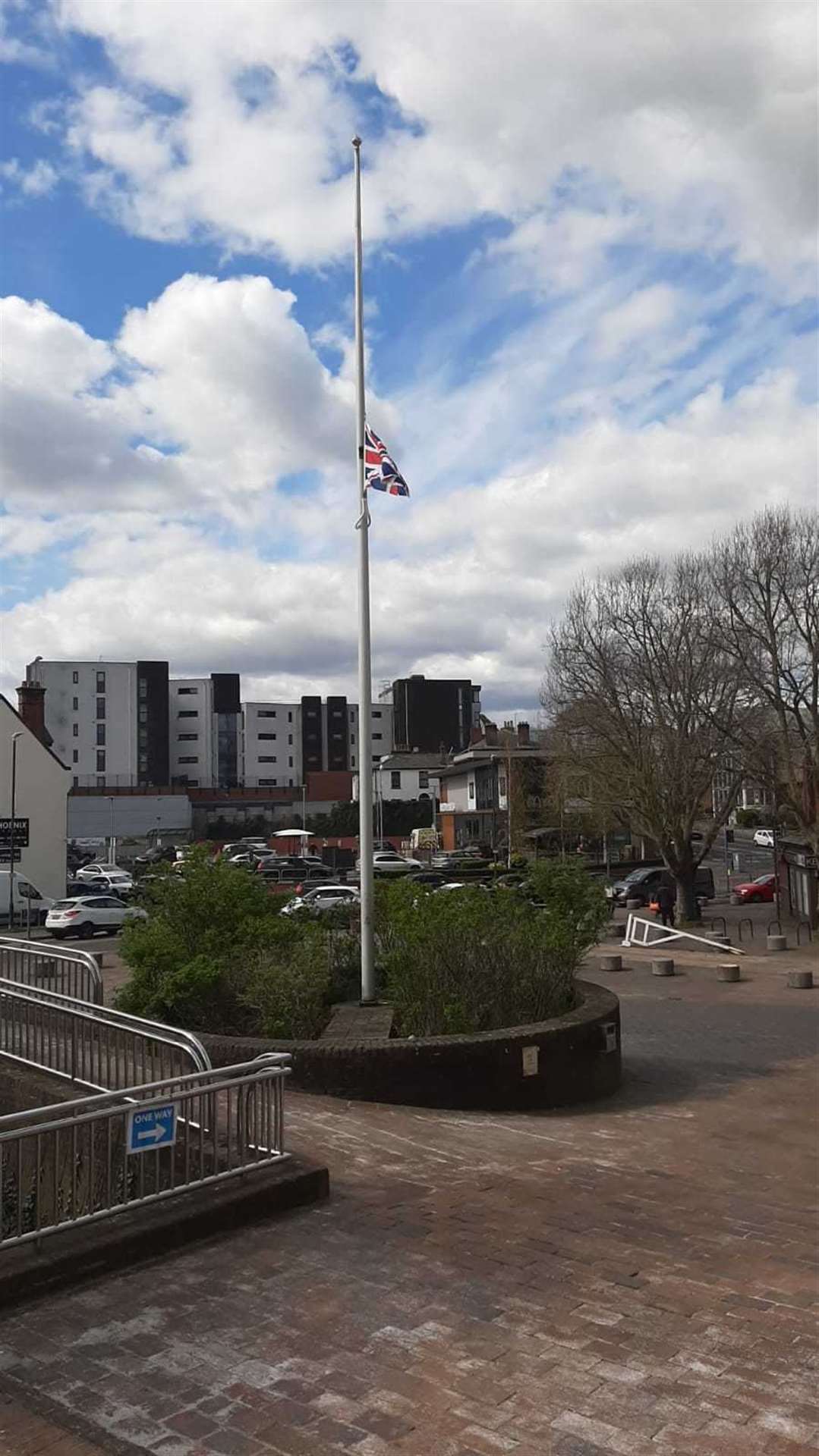 The flag at half mast at Maidstone Crown Court
