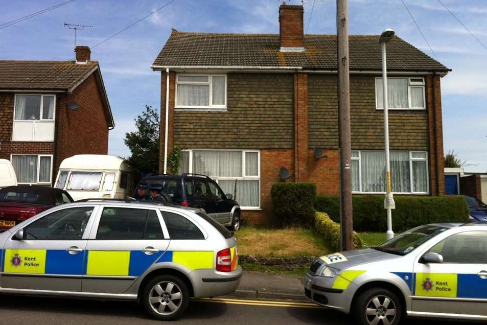Police outside the family home in Ripley Road, Willesborough