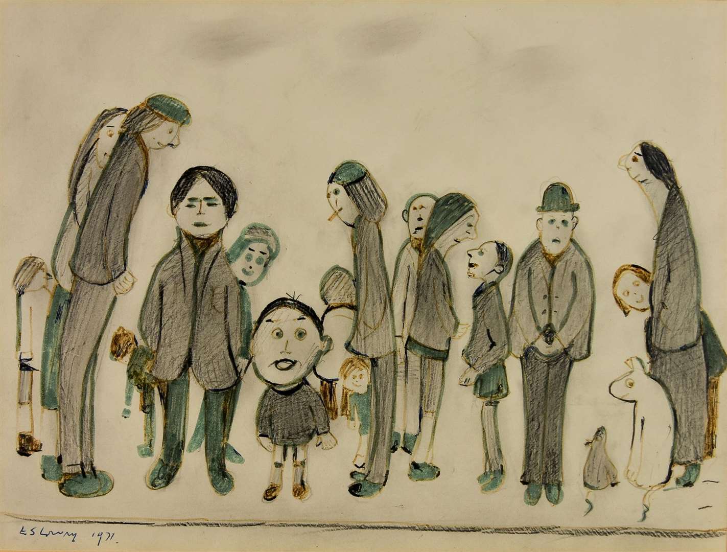 A pen and ink drawing by Lowry, signed and dated 1971, could fetch up to £30,000