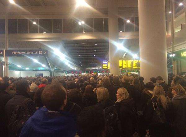 The huge crowd at London Bridge tonight. Picture: Andrew Eliott