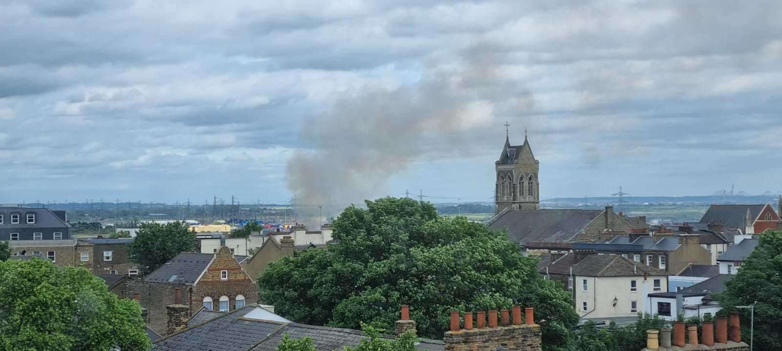 Fire could be seen billowing over Gravesend after a fire in Queen Street, Gravesend