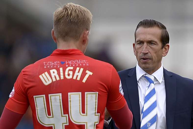 Wright had a close bond with former boss Justin Edinburgh, who brought him to Priestfield and made him captain Picture: Barry Goodwin