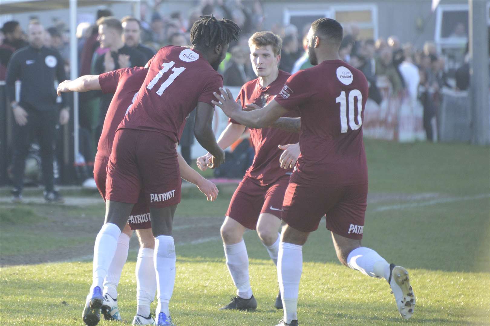 Canterbury celebrate during their quarter-final win over Biggleswade Picture: Paul Amos