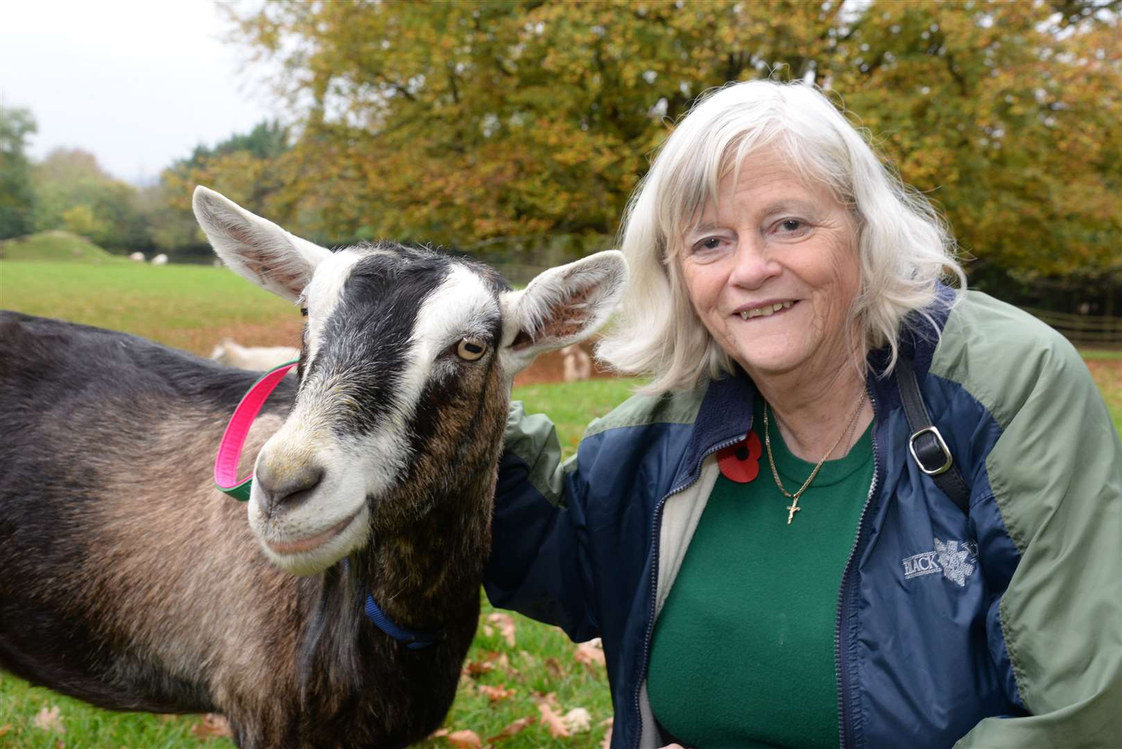 Ann Widdecombe with Natalie at the Buttercups Goat Sanctuary