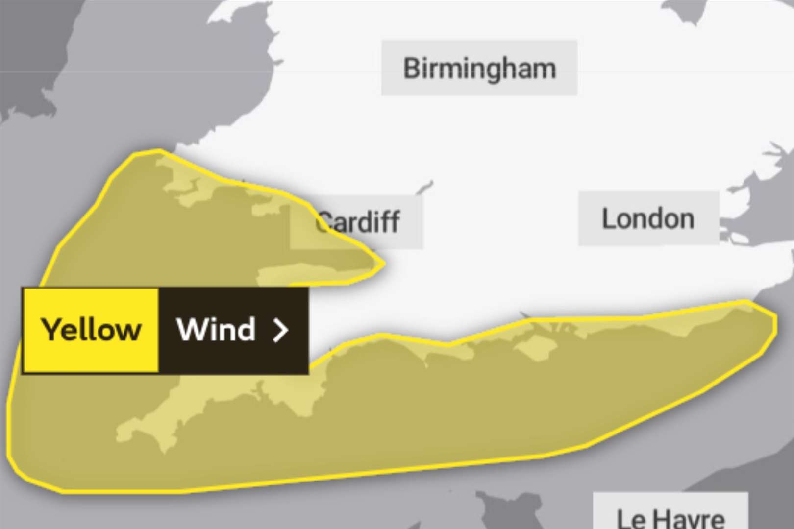 The Met Office has issued a yellow weather warning for wind. Picture: Met Office