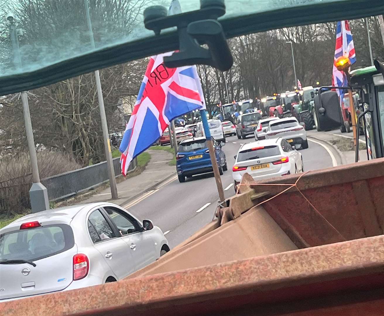 The demonstration, which also blockaded the city’s ring road, ended at the Wincheap roundabout. Picture: Sadie Howland