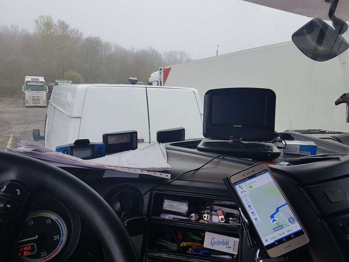 The lorry driver was stopped for watching a DVD. Picture: Kent Police