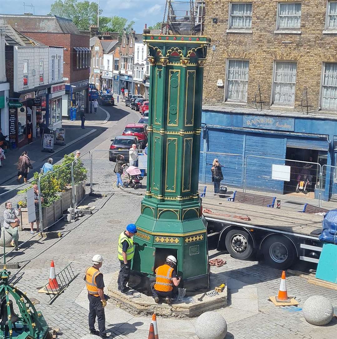 Upright: Sheerness clock tower back in the town centre. Picture: Donna Mansi