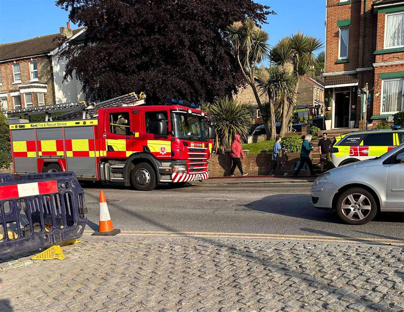 Fire crews in Folkestone Road, Dover. Picture: David Joseph Wright