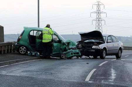 Fire crews at the scene of a crash on Sheppey today