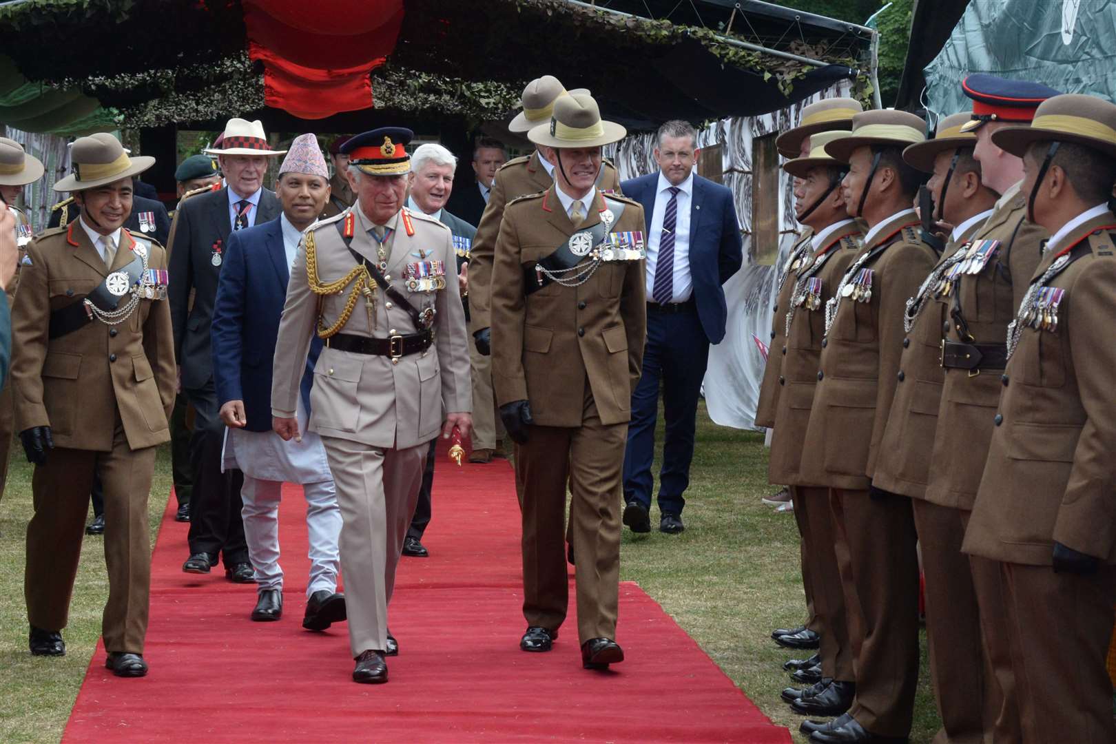 Prince Charles during his visit to the 1st Battalion The Royal Gurkha Rifles at the Sir John Moore Barracks, Shorncliffe on Tuesday. Picture: Chris Davey. (13594040)