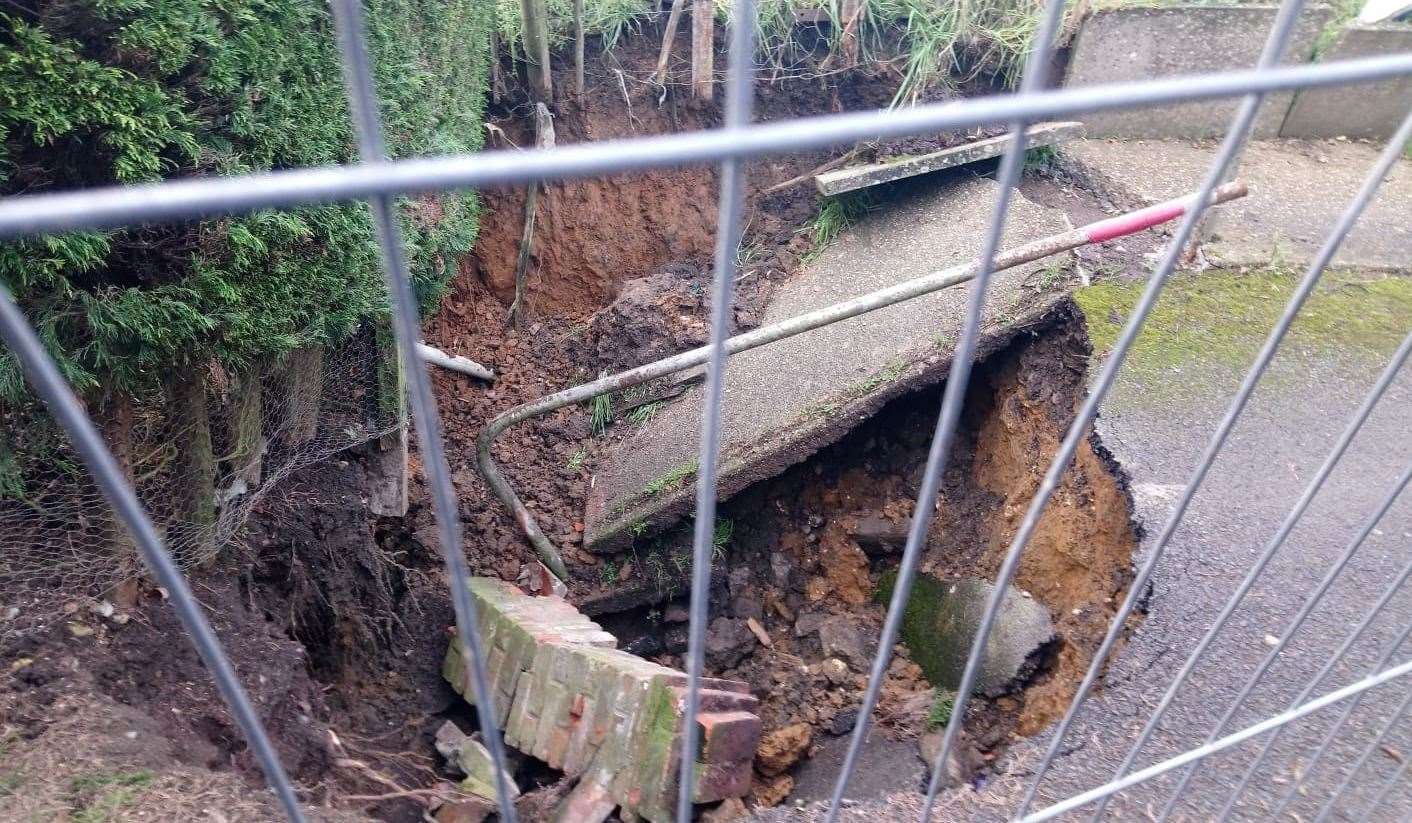 The cesspit collapse has resulted in a 12 to 15ft-deep hole in Collett Close