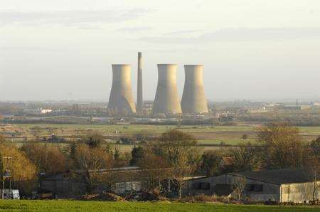 A view across the Thanet countryside towards the Richborough cooling towers