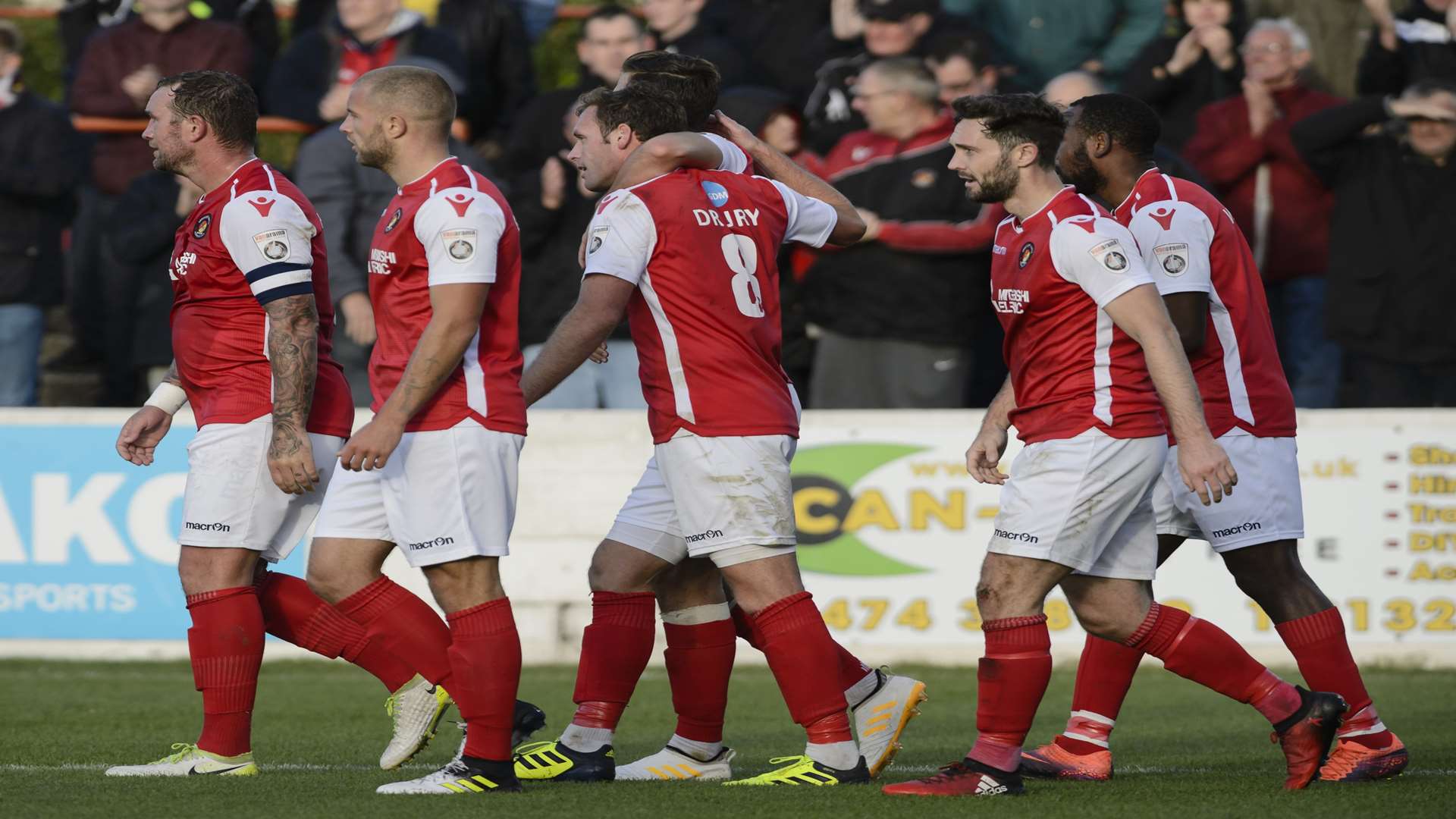 Ebbsfleet celebrate Andy Drury's goal Picture: Andy Payton