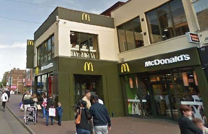 Shrubsole punched and racially abused a security guard at McDonald's in Week Street, Maidstone. Picture: Google Maps
