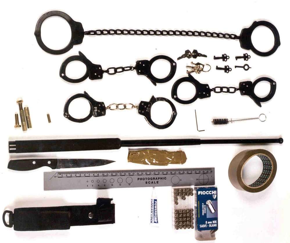 These are the items Sadowski was found with when he was first arrested. Picture: Scotland Yard