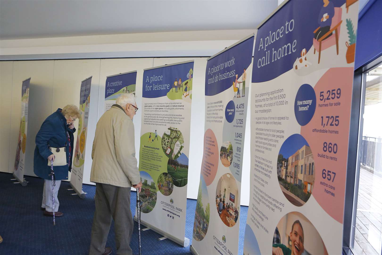 Information boards were placed all around the room at the Otterpool Park consultation. Picture: Andy Jones