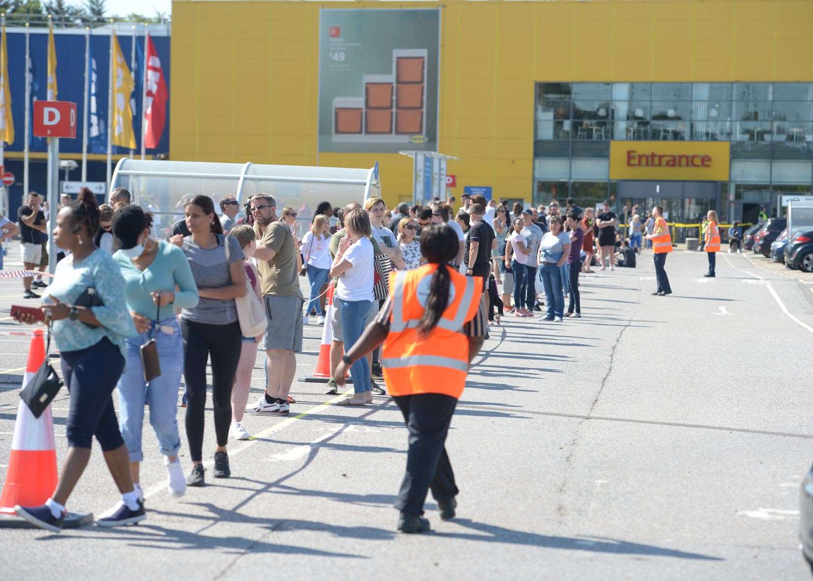 People queuing at the Ikea store in Lakeside, Thurrock, Essex on its reopening day (Nick Ansell/PA)