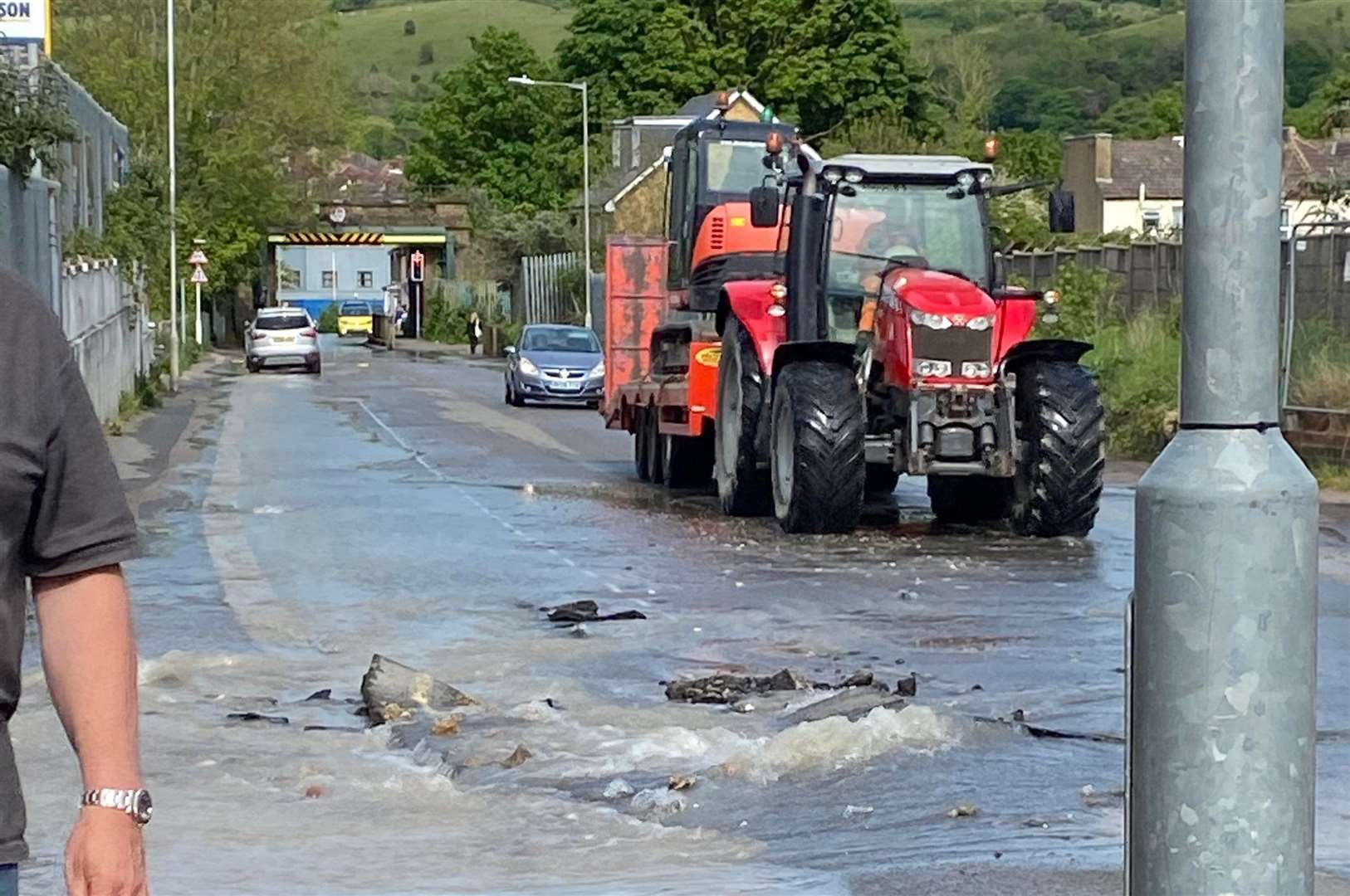 The water main burst at 3.30pm today. Picture: Rhiann Lamoon