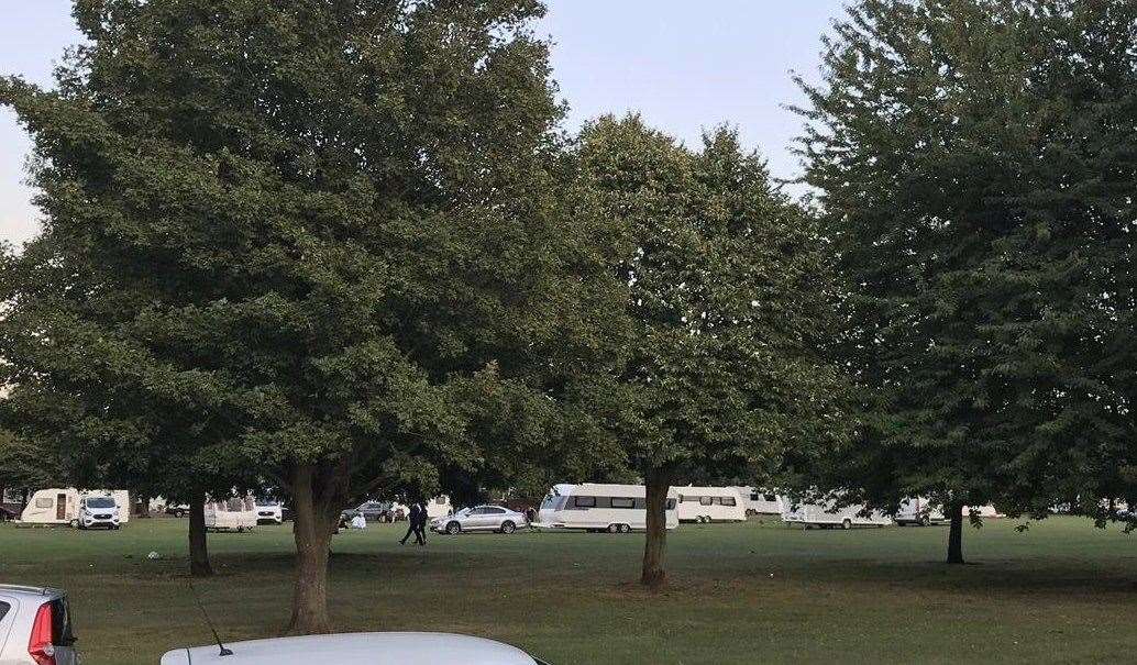 A group of around 10 caravans have moved from Gillingham Green to Vinall Park in Twydall