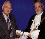 Cllr Thomsett, left, on the occasion he was made an honorary freeman of the borough