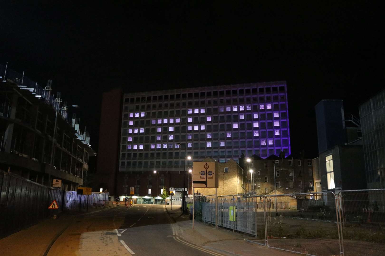 Mountbatten House, above the Pentagon, in Chatham, has become an enormous display for the Queen's Platinum Jubilee. Picture: Medway Council