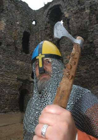 A Saxon King bodyguard at Canterbury Castle Norman Living history day. Picture: BARRY DUFFIELD