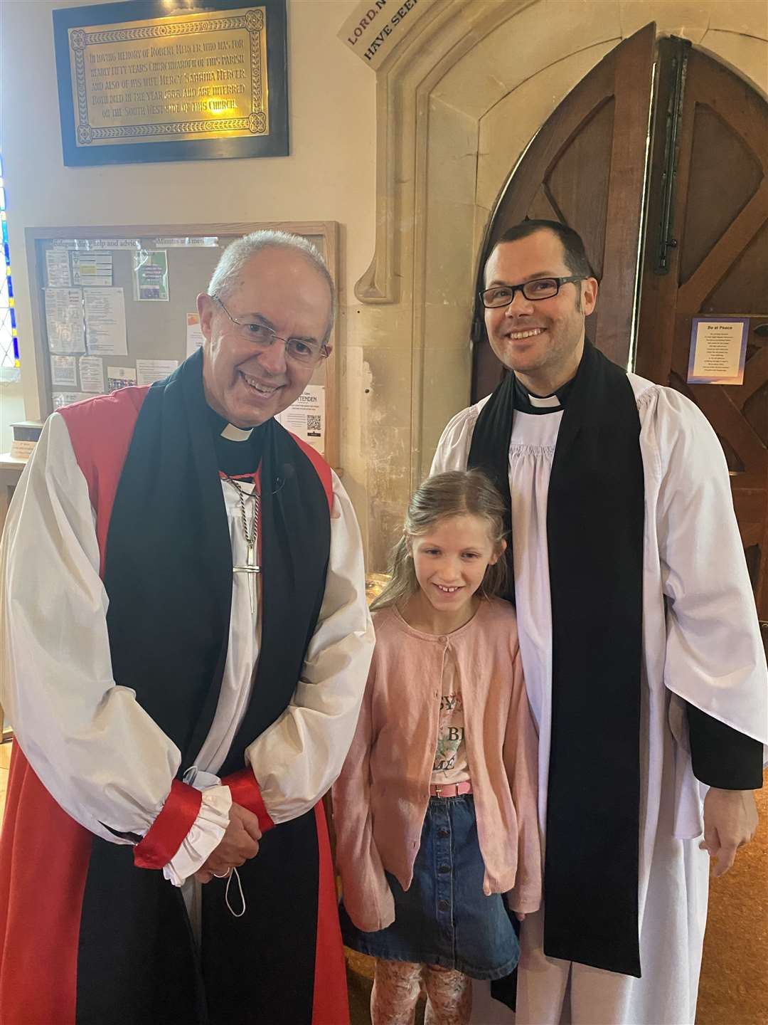 The Archbishop with Rev Pete and his daughter Phoebe. Picture: Rev Peter Deaves