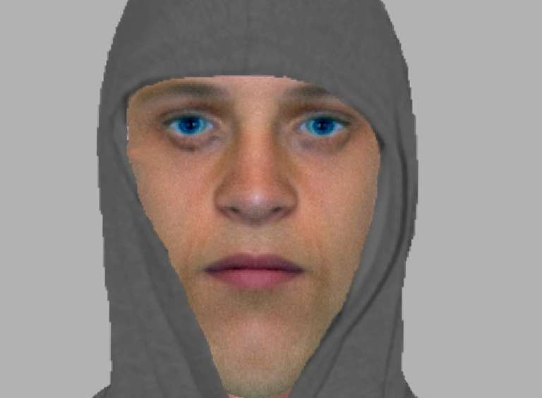 E-fit of a man who is being hunted by police after grabbing and cutting a woman while trying to snatch her bag. Picture: Kent Police