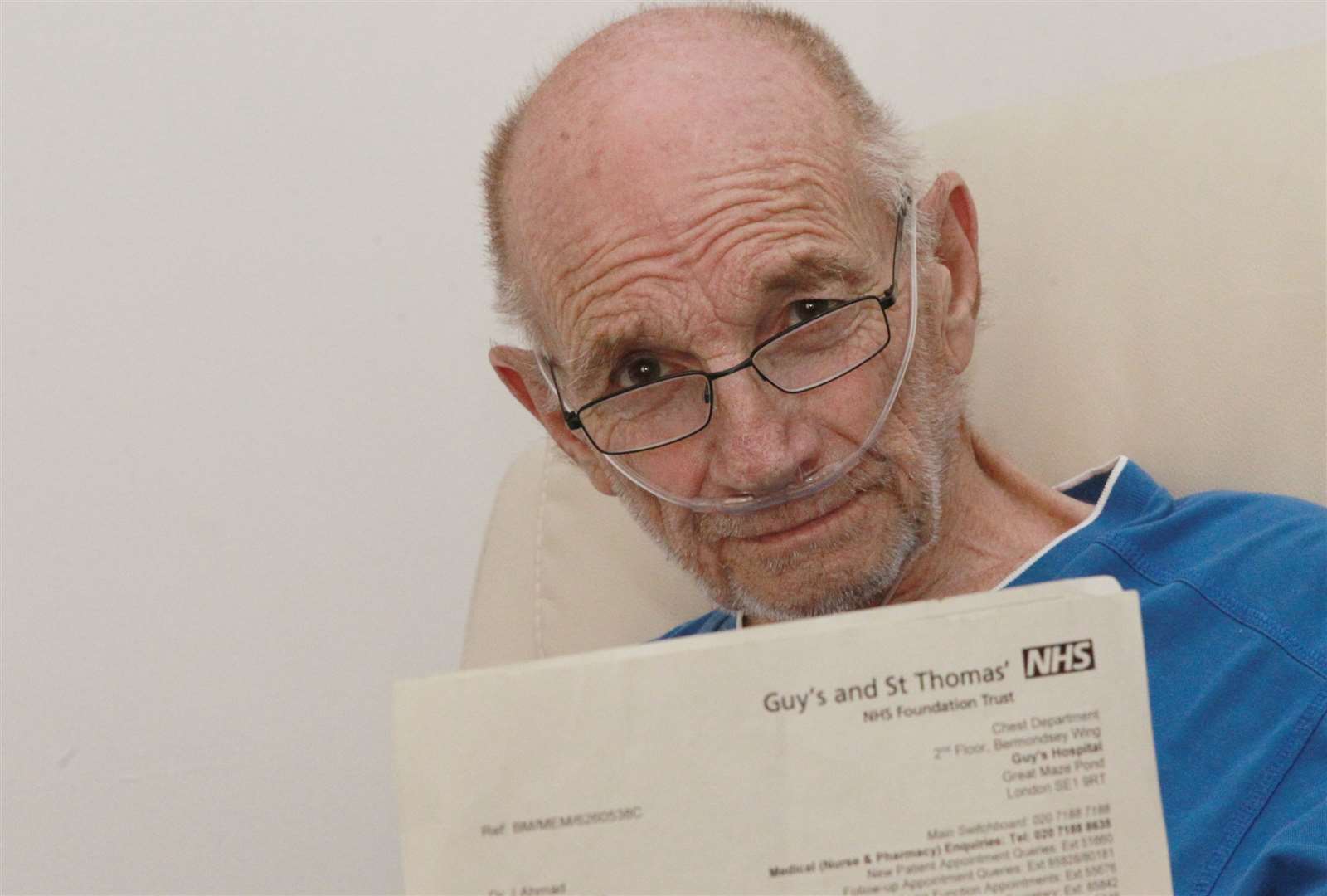 David Skinner with a letter from Guys Hospital recommending drugs he needs for his illness that he cannot get very easily in Medway. Picture: John Westhrop. (14188239)