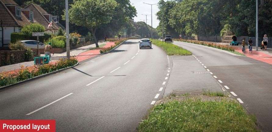 How the route could look on The Grove at Westgate-on-Sea