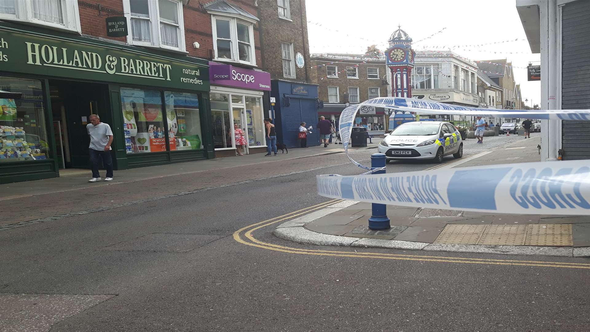 A section of the high street was cordoned off