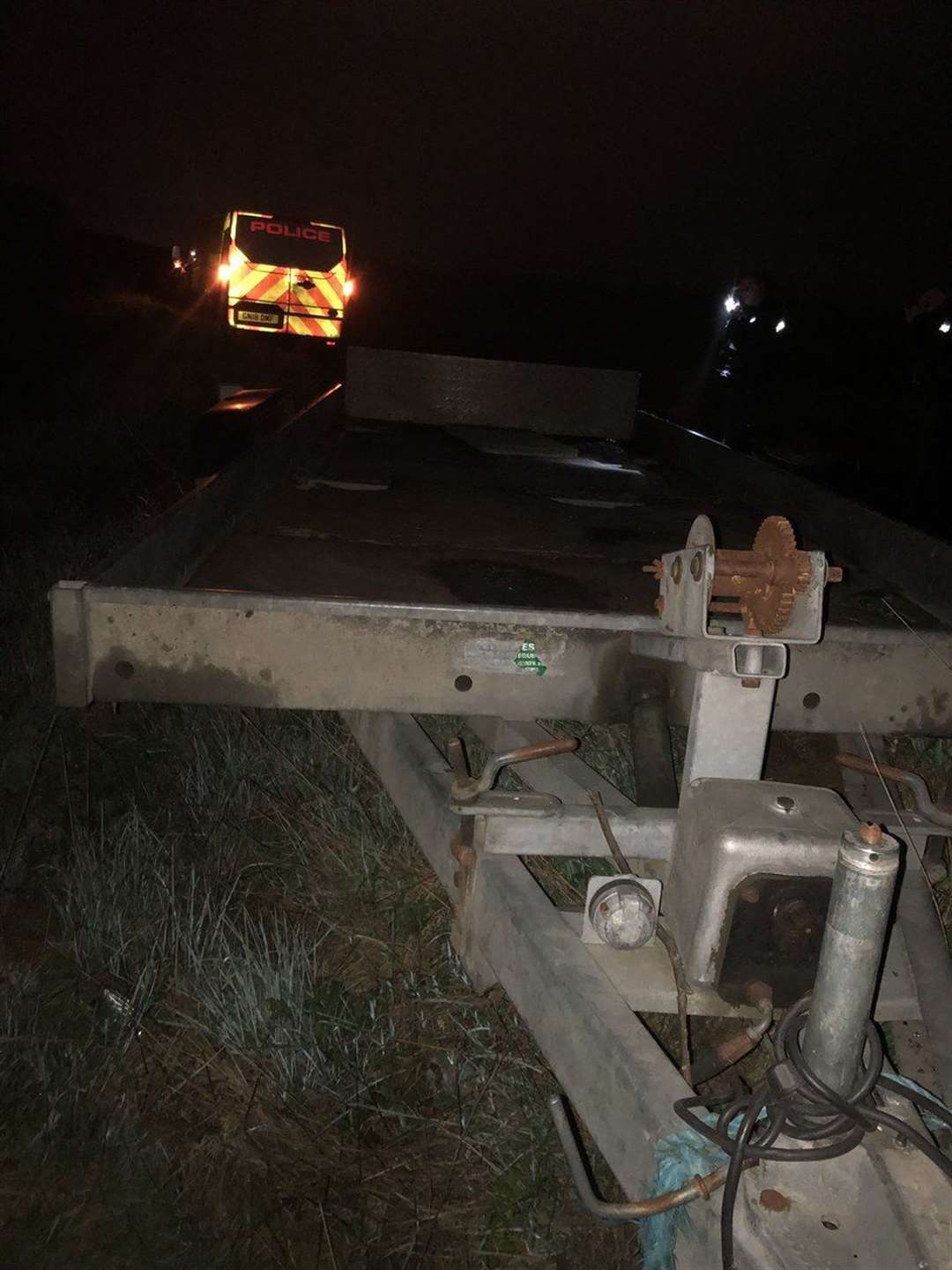 Police recovered this trailer after a vehicle failed to stop and made off at Horton Kirby. Photo: @kentpolice7oaks (8147582)