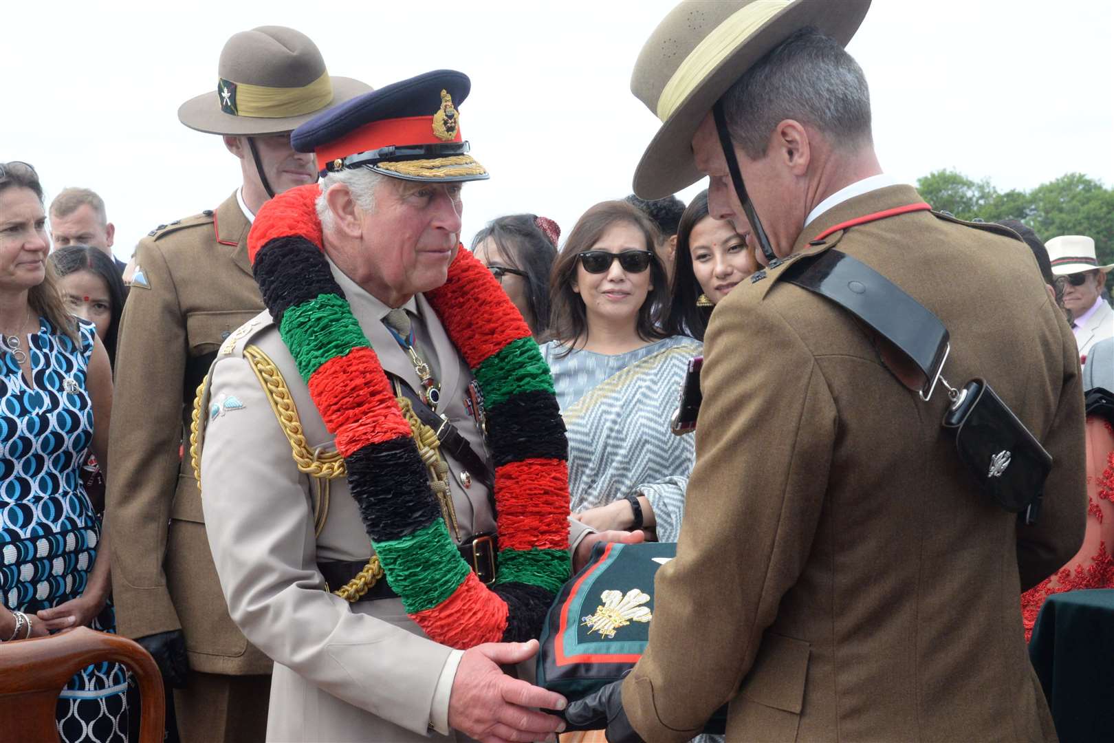 HRH was presented with a cushion at the end of his visit. Picture: Chris Davey