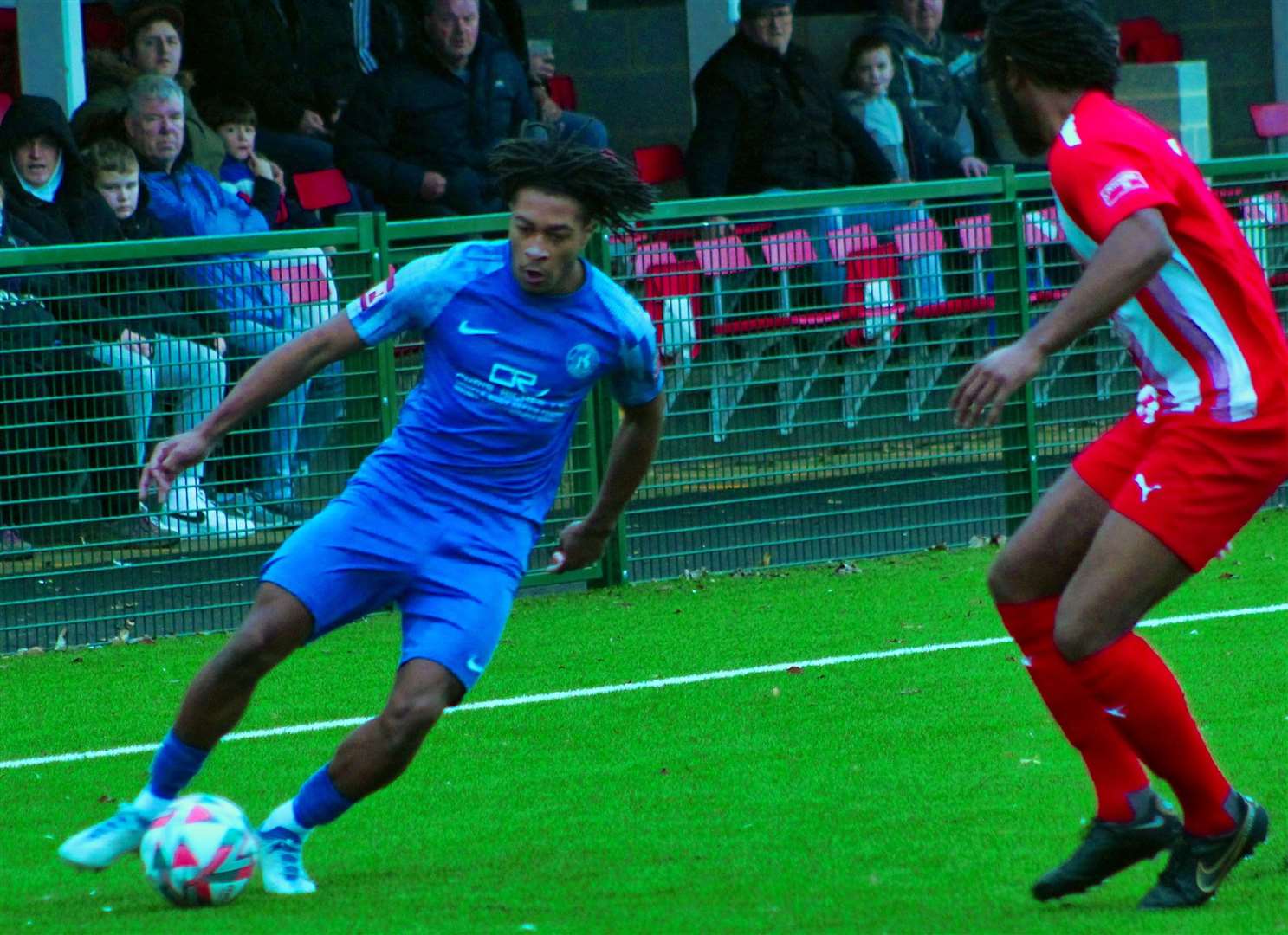 Herne Bay's Kymani Thomas - sustained an injury which saw their home match against Horsham get abandoned. Picture: Keith Davy