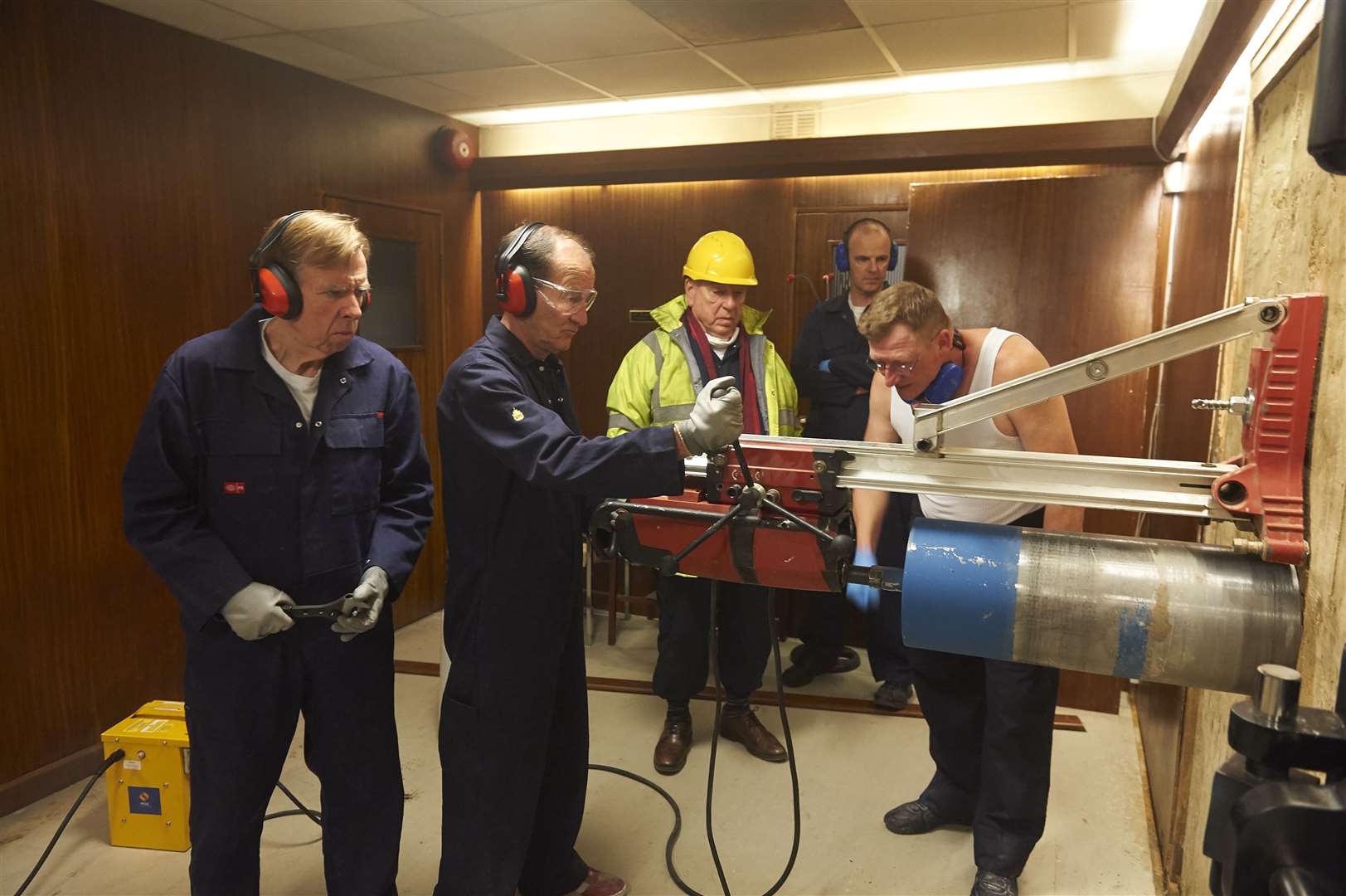 The group bore a hole through a thick concrete wall to break into the Hatton Garden Safe Deposit. Picture: ITV