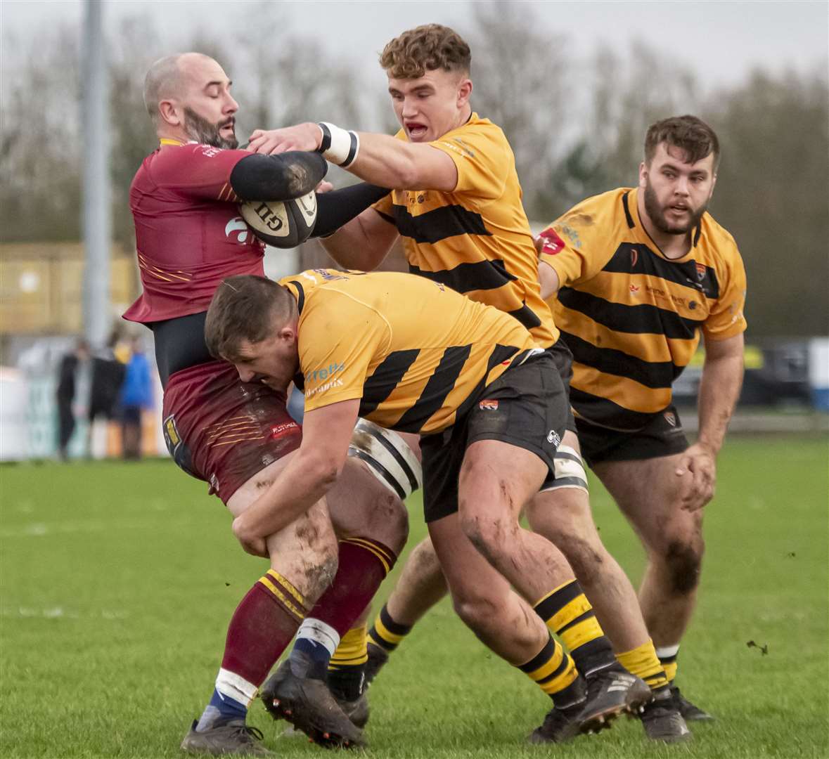 Lewis Hollidge and Cameron Murray in the thick of things for Canterbury. Picture: Phillipa Hilton