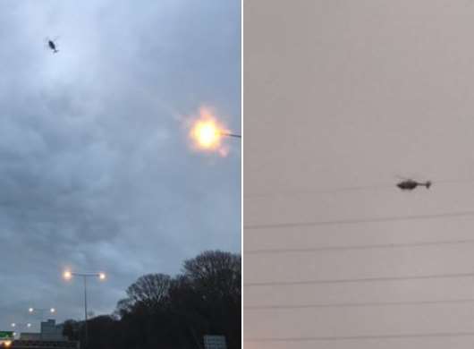 Police helicopter searching over the A2 at Bean, near Bluewater Pictures: @DJKevMatthews and @88JohnGardiner