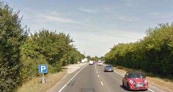 The A256 between Bellar's Bush and Ash is reportedly blocked and queues are stretching along the A258. Stock picture Google Maps