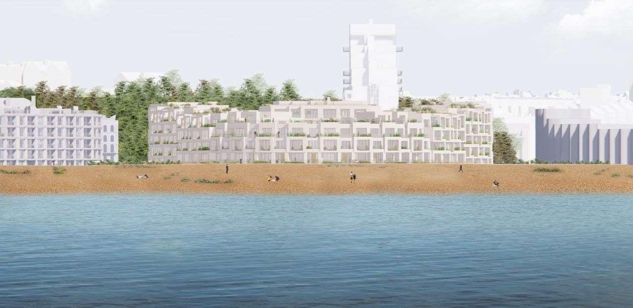 The latest designs for Plot E of the homes on Folkestone seafront on the former Rotunda amusements site. Picture: Folkestone Harbour & Seafront Development Company (63346466)