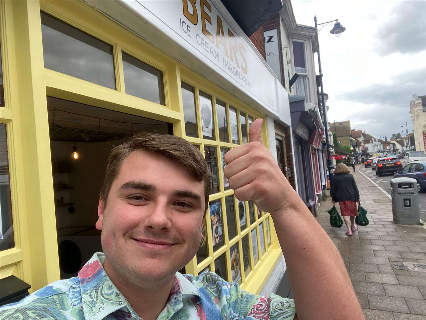 Reporter Max Chesson outside Bears Ice Cream in Whitstable
