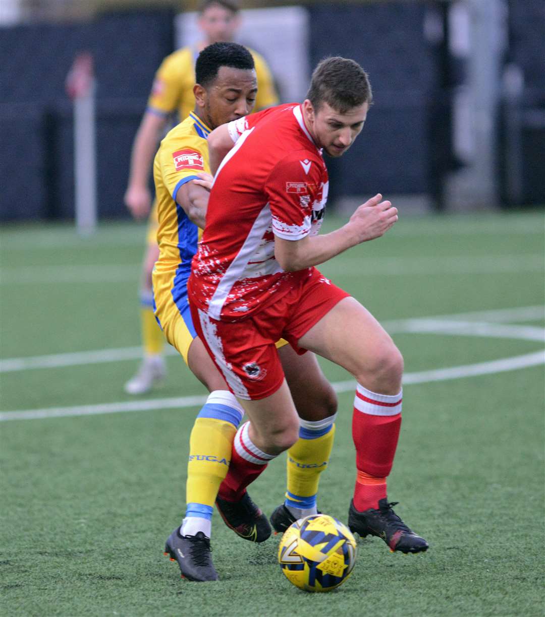 Goalscorer Kane Rowland in action for Ramsgate against former club Sittingbourne. Picture: Randolph File