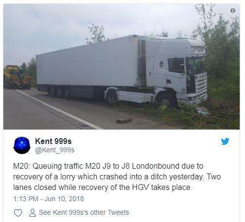 Kent999 tweeted a picture of the lorry. Credit: Kent999 (2461108)
