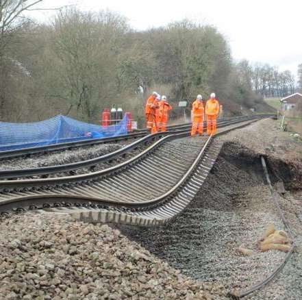 One of several landslips during bad weather that delayed Southeastern trains