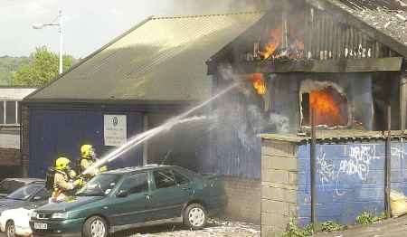 The scene at the height of the fire. Picture: MATTHEW WALKER