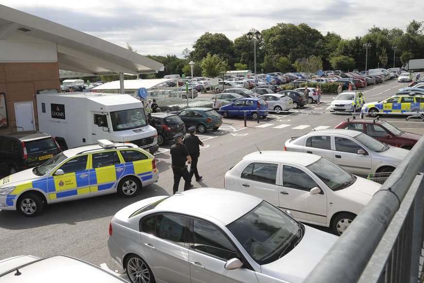 A section of the car park was cordoned off at Asda in Chatham. Picture: Andy Payton