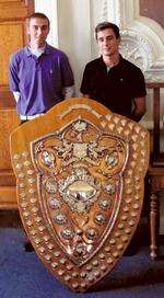 Dartford Golf Club's Dan Byrne and Michael Saunders with the London Amateur Championships shield