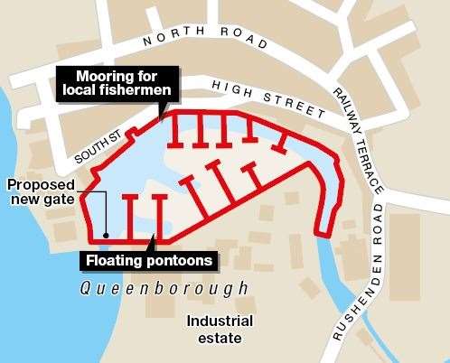 Previous plans to convert Queenborough creek into a marina. Picture: KM Graphics