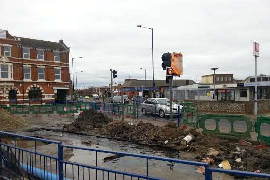 A burst water main has led to delays on all approaches to Sheerness Town Centre.