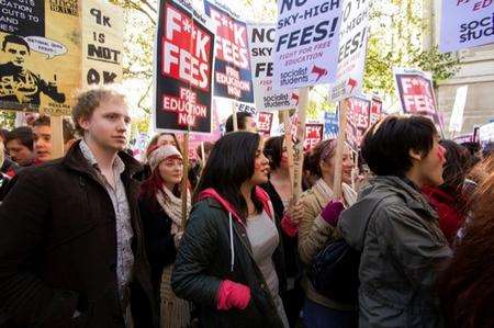 University tuition fee protests in London, by Kim Conway